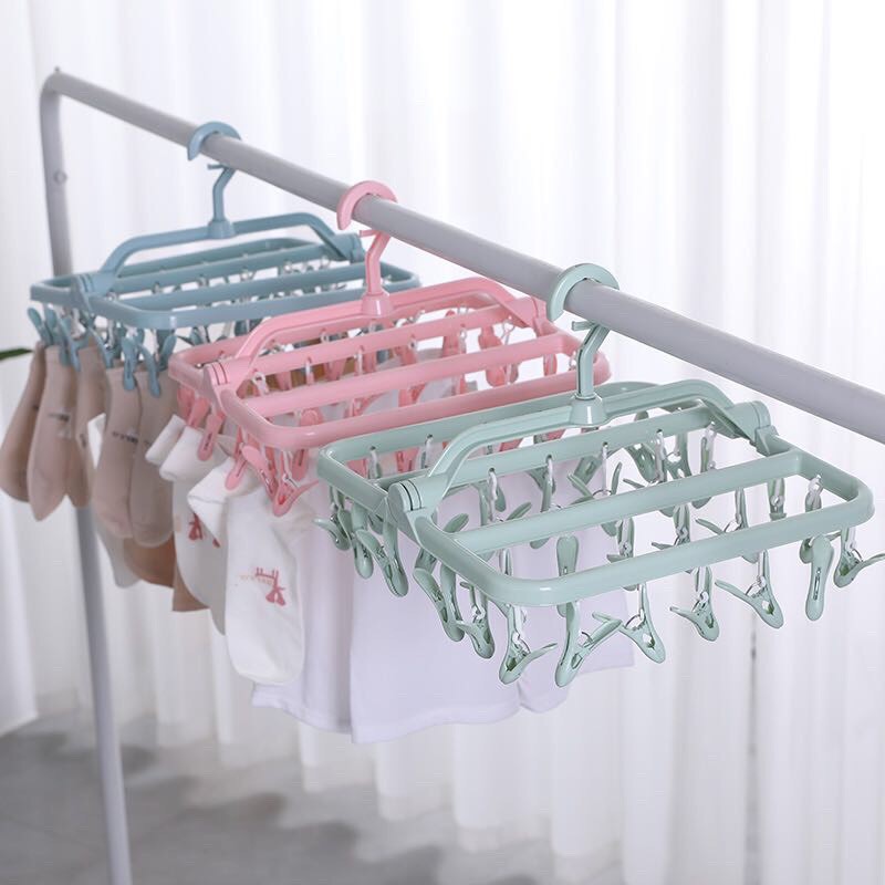 Giàn phơi đồ - móc chùm vuông nhựa cao cấp đa năng gấp gọn tiện lợi phơi, treo quần áo, khăn tất trẻ em.