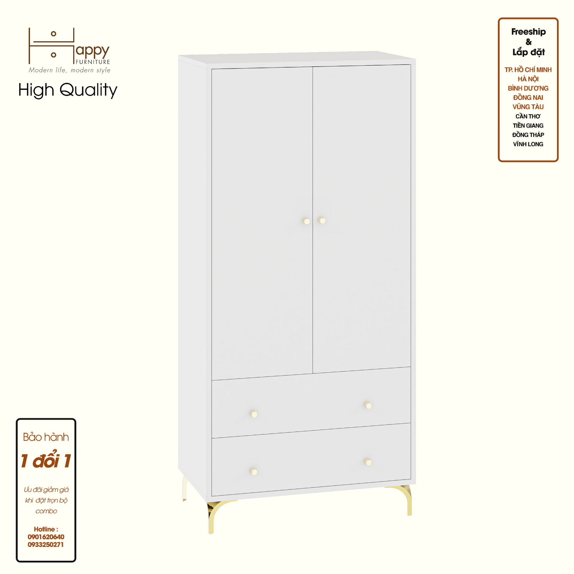 HAPPY FURNITURE , Tủ lưu trữ 2 cửa mở 2 ngăn kéo - HAPPI, TCM_229 , 70cm x 40cm x 150cm DxRxC