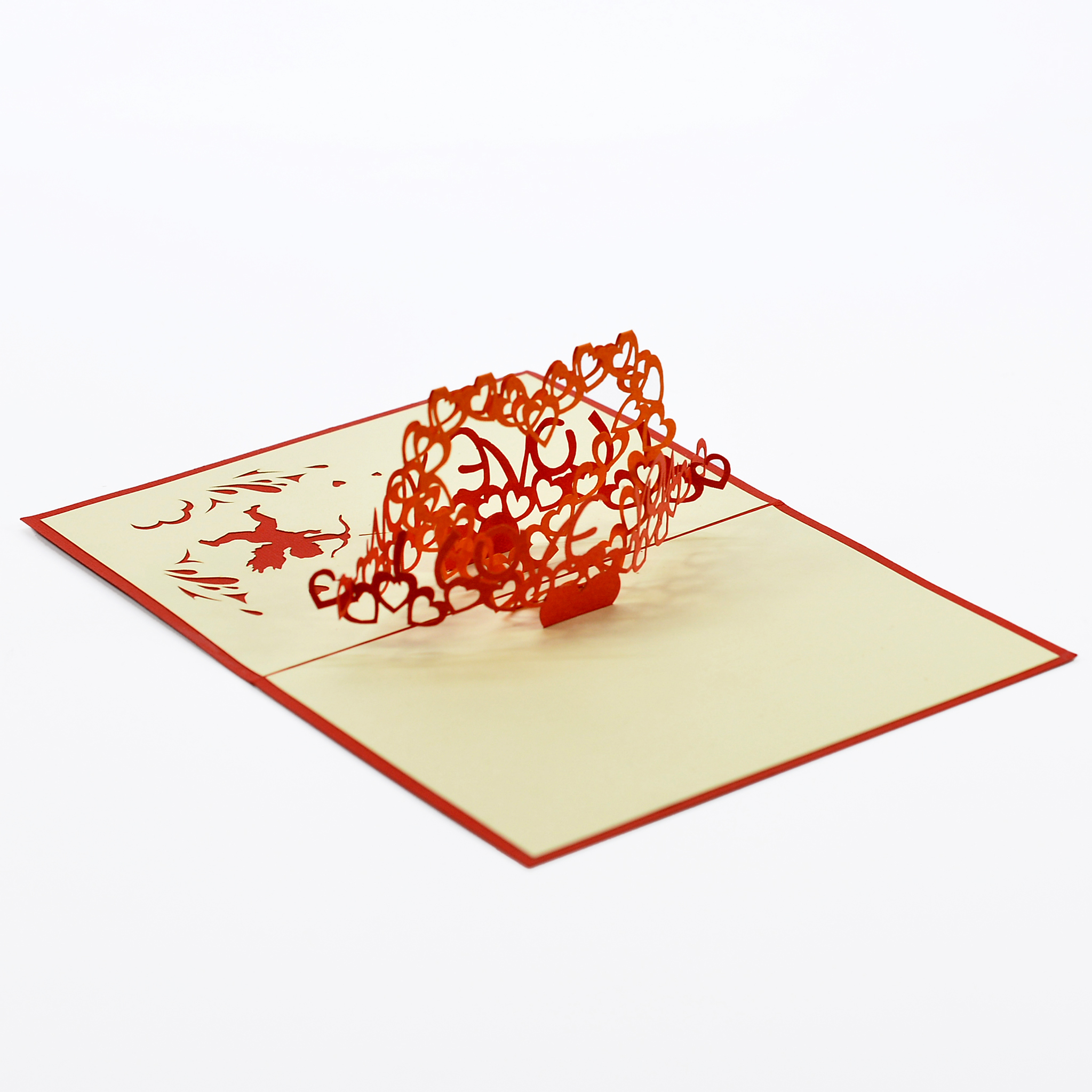 Thiệp 3D I Love You, Thiệp Nổi Handmade Bìa Đỏ, greeting 3D pop-up card size 10x15cm LO020