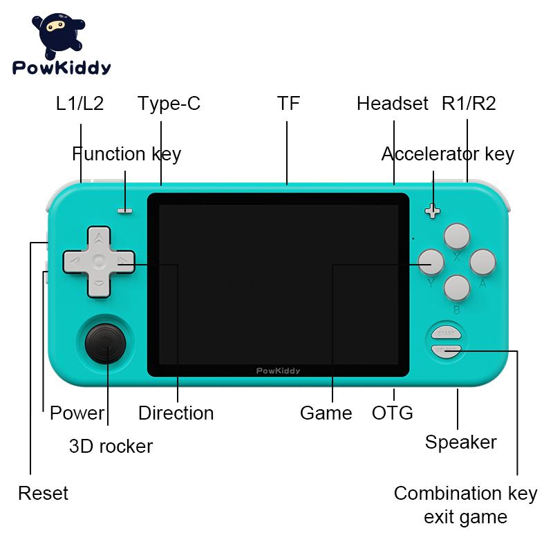 POWKIDDY RGB10 Pro Portable Retro Máy chơi game cầm tay Máy chơi trò chơi điện tử cổ điển Màn hình IPS 3,5 inch Trò chơi giả lập PS1 chơi game Màu sắc: Xanh dương 64G