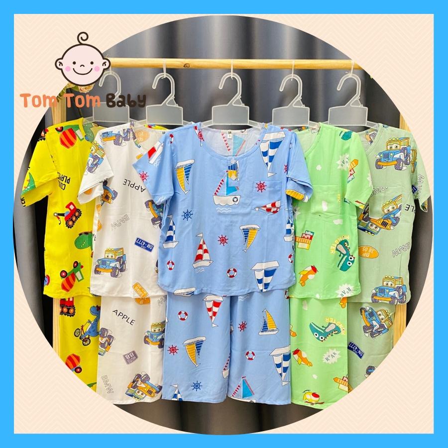 COMBO 5 Bộ Quần áo Tole lanh Bé Trai | Mẫu Tay Ngắn Quần Dài cài 2 nút trước |Size 3-12 cho bé 9-35kg