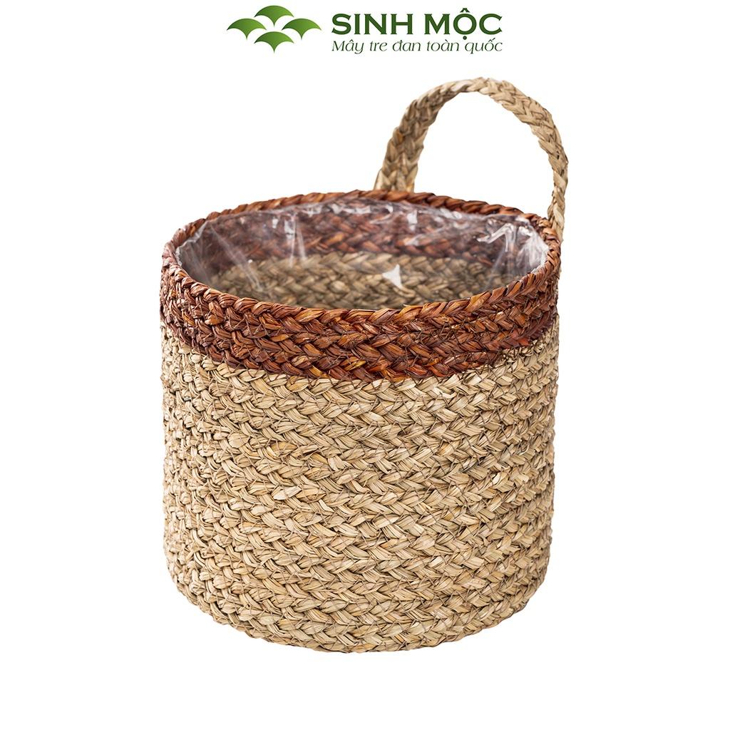 Giỏ cói trồng cây, giỏ cói đựng đồ, giỏ mây tre đan Sinh Mộc thân thiện với môi trường - M1004