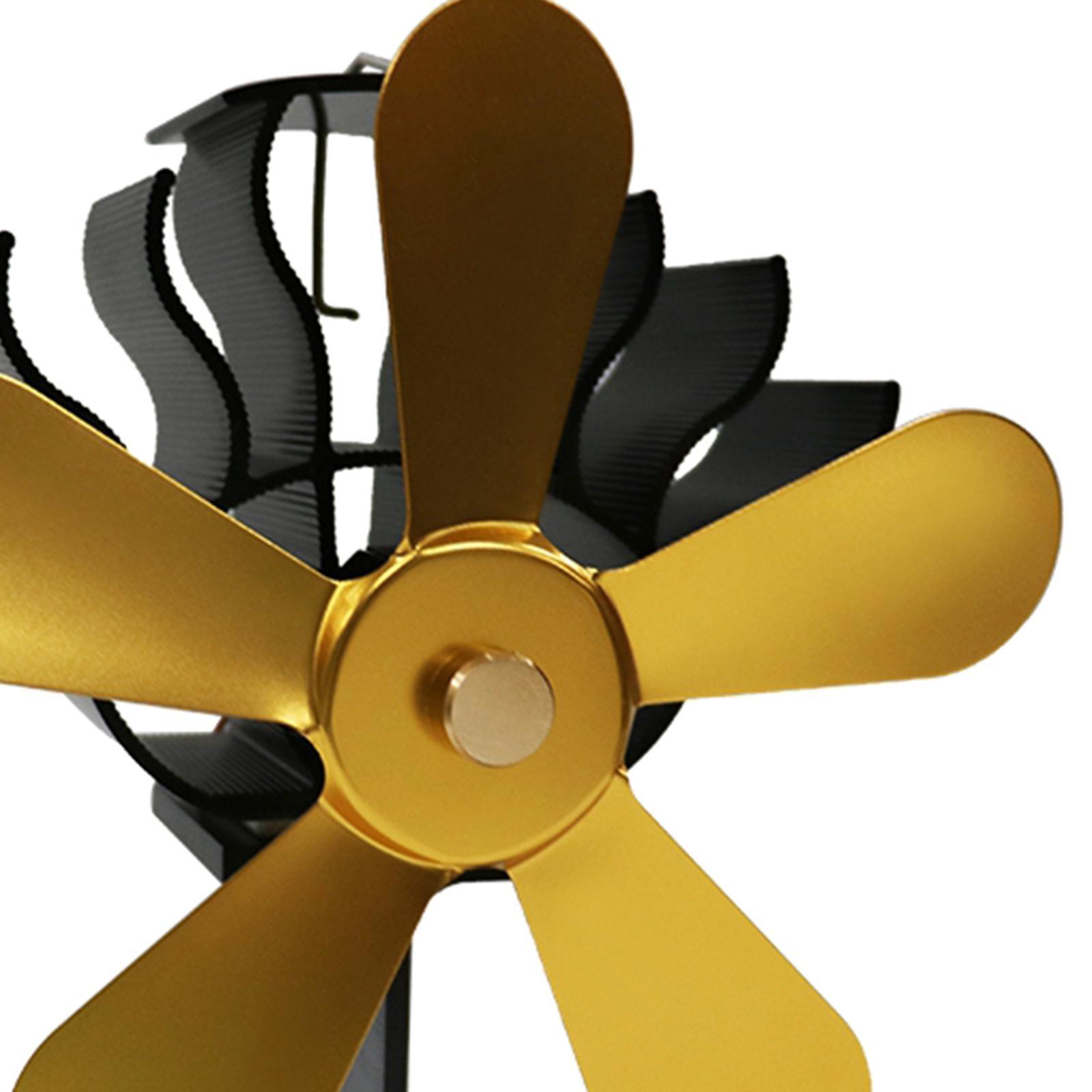 Mini Heat Powered Stove Fan With Free Thermometer Mini 5 Blade Golden