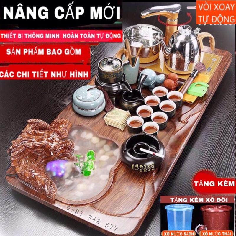 Bàn trà điện thông minh đa năng cao cấp  cảm ứng tự động Khung gỗ 92cm,bàn trà đạo rồng phun nước phong thuỷ 011