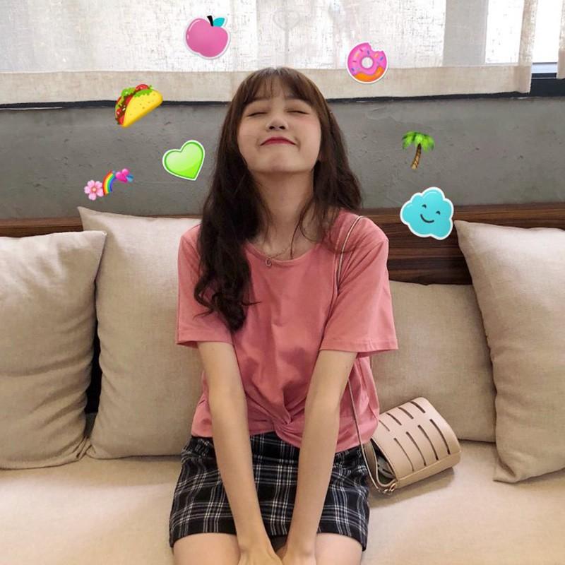 Áo thun nữ cổ tròn màu trơn