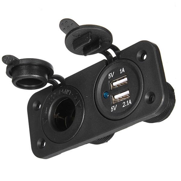 Waterproof Car Motorcycle Dual USB Adapter Cigarette Lighter Charger Socket