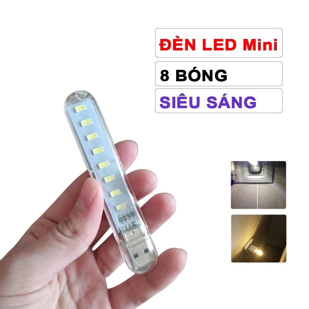 Đèn led USB 8 bóng siêu sáng cắm cổng USB - HN