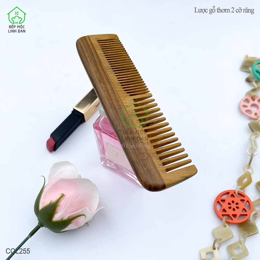 Lược Gỗ Thơm Ghép Răng Bằng Đầu 2 Loại Răng Tiện Dụng