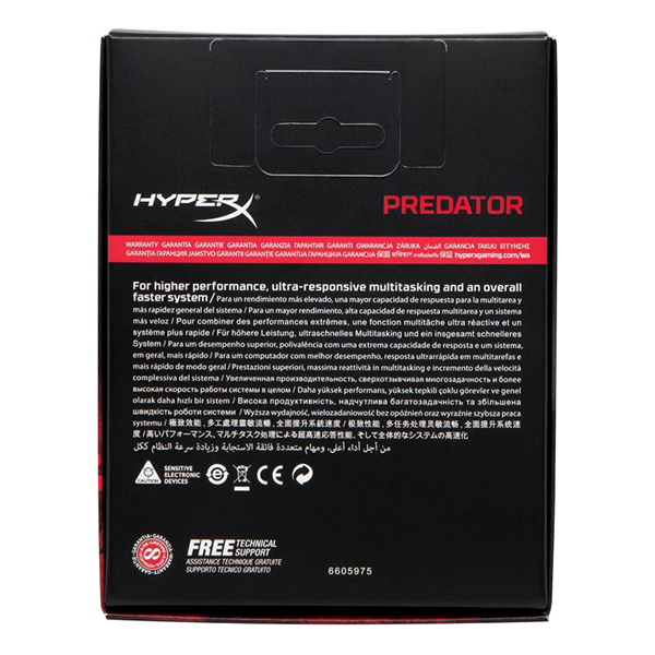 Bộ 4 Thanh RAM PC Kingston 32GB HyperX Predator Black (4 x 8GB) DDR4 3600MHz HX436C17PB3K4/32 - Hàng Chính Hãng