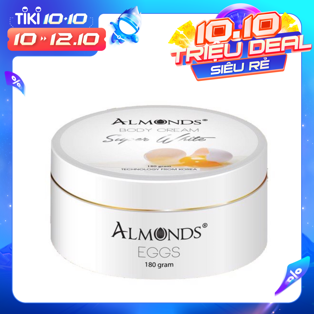 Kem dưỡng trắng body trứng gà Almonds- Nano Collagen Eggs 180g