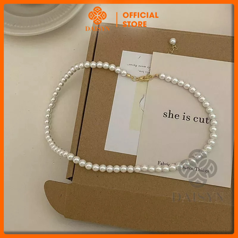  N414 choker vòng cổ hạt Trai, dây chuyền hạt bẹt dây chuyền mang áo dài hạt nhiều kích cỡ cho nữ