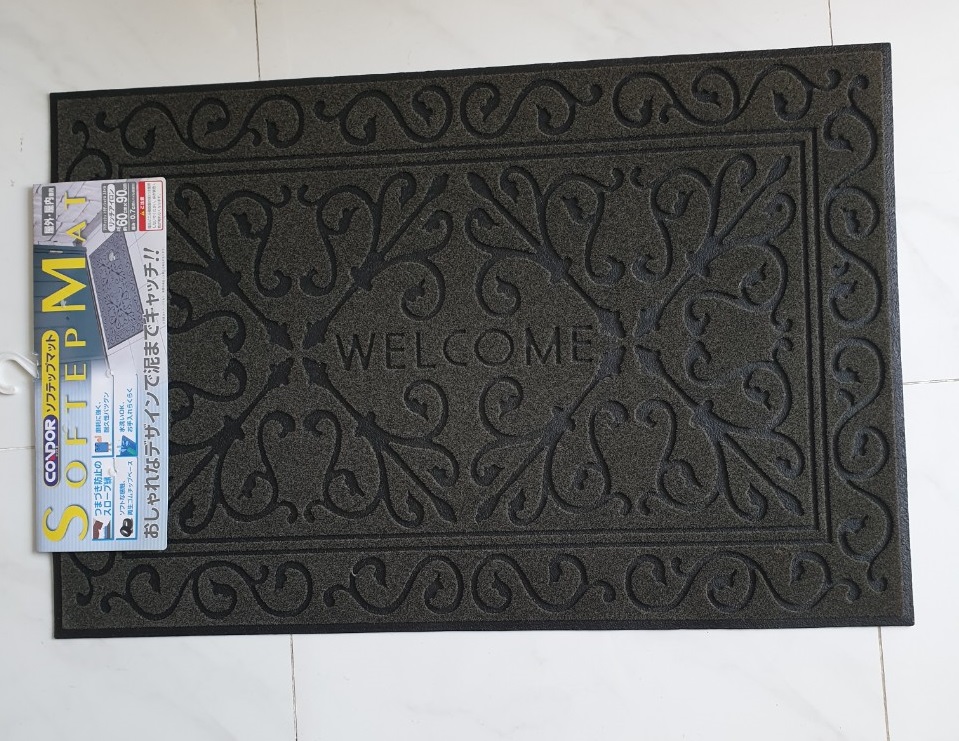 Thảm Welcome 60x90CM CONDOR Cao su chống trượt tuyệt đối DOORMAT Xám hoa văn