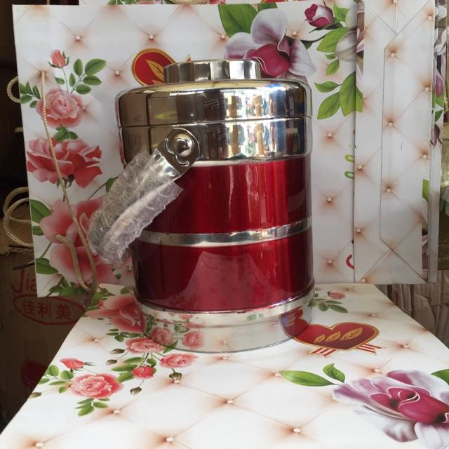 Hộp cơm giữ nhiệt inox 3 ngăn màu sắc