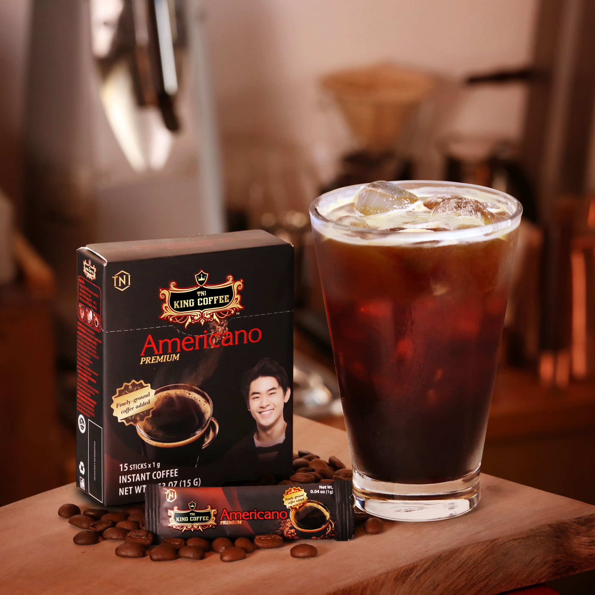 Combo 5 Cà Phê Hòa Tan Americano KING COFFEE - Hộp 15 gói x 1g - Tặng 1 hộp cùng loại