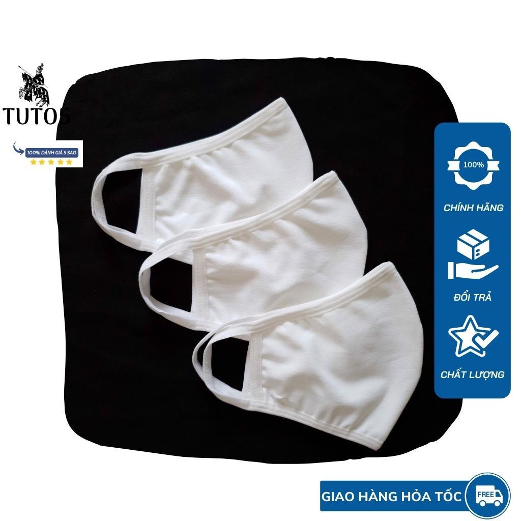 Combo 3 khẩu trang vải dệt kim TUTO5 thời trang 2 lớp trắng/đen người lớn kháng khuẩn, khử mùi, tái sử dụng 30 lần Nhật