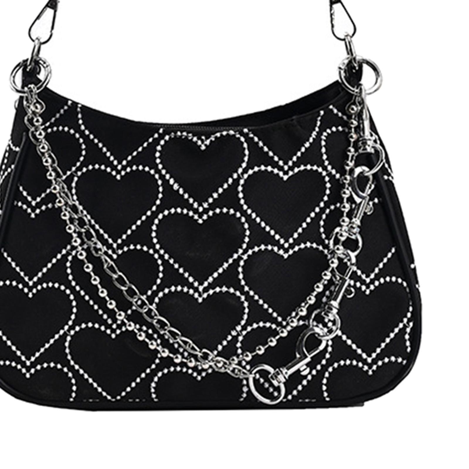 Casual Shoulder Bag Heart Pattern Bag Work Shopping Bag Pouch Women Girls Dumpling Bun