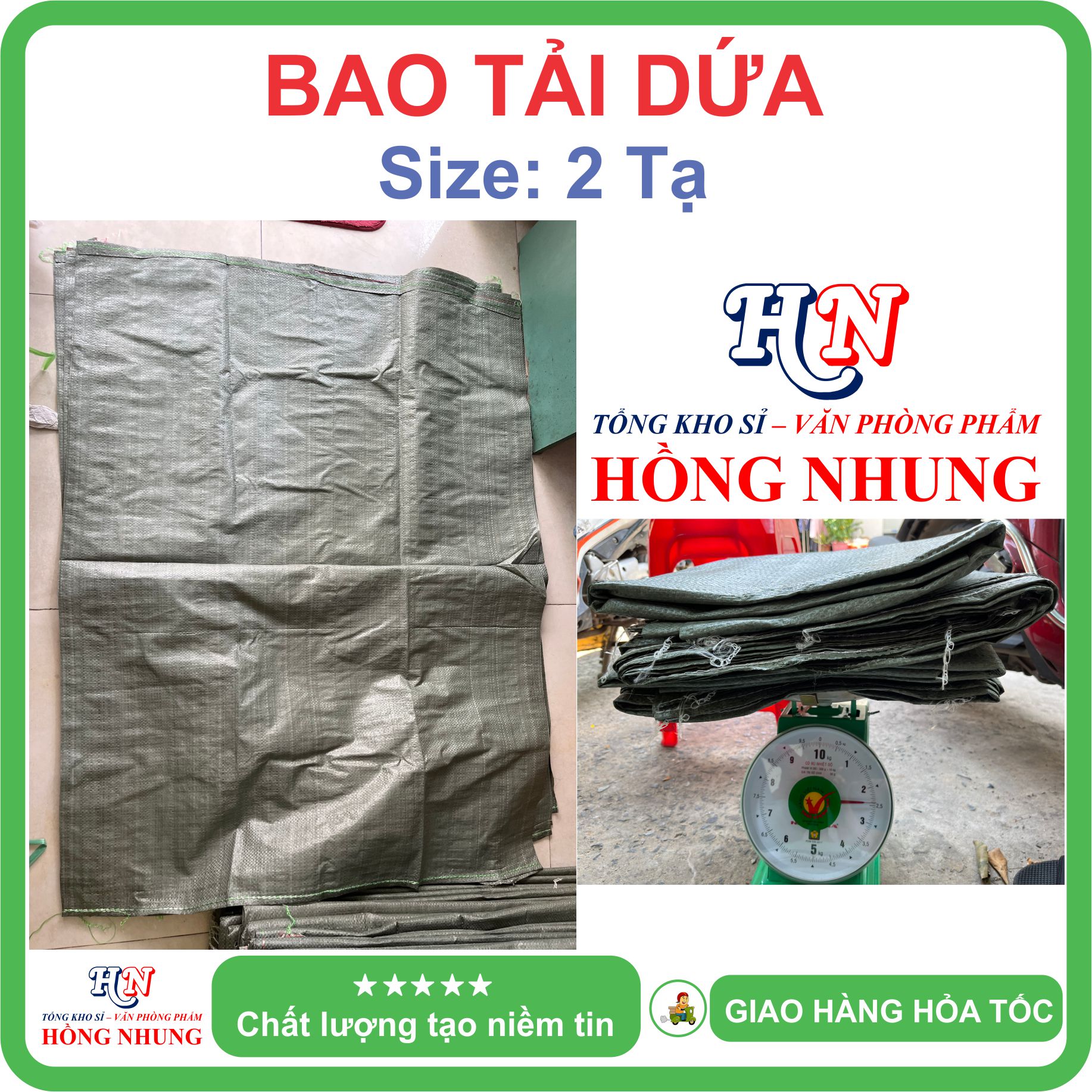 [SÉT] COMBO 5 Bao tải dứa 2 tạ (110x145cm) đóng hàng - Chất liệu nilon dai, bền đẹp, chắc chắn, cho bạn an tâm đóng hàng