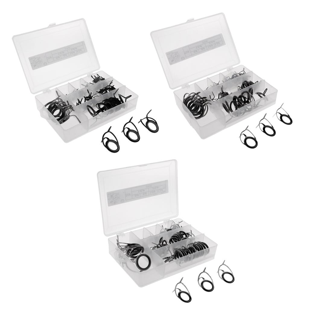 75x Stainless Steel Fishing Rod Guide Ring Rod Repair Kit DIY Tip Ring