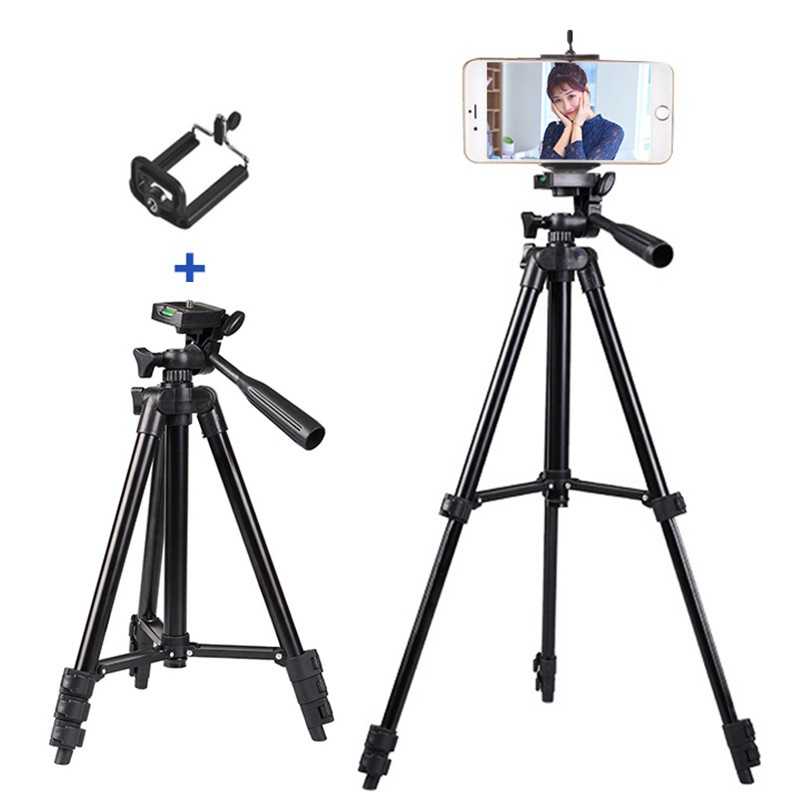 Chân giá đỡ điện thoại chụp ảnh camera gậy tripod 3 chân kèm kẹp giá tốt AURU312  Hàng Chính Hãng