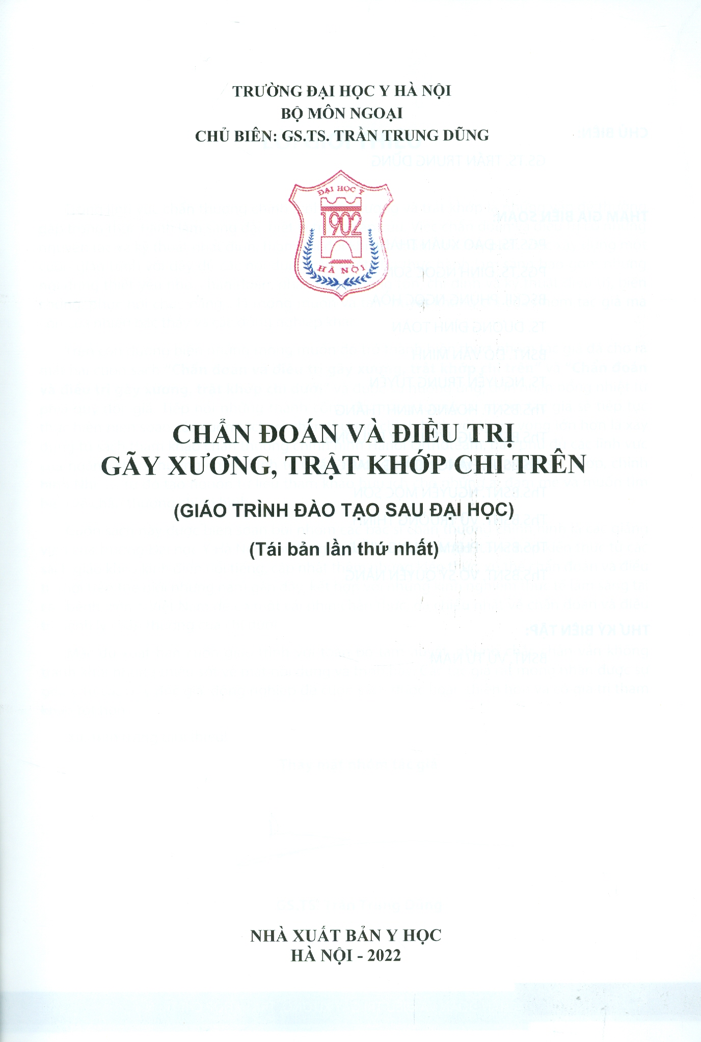 Chẩn Đoán Và Điều Trị Gãy Xương Trật Khớp Chi Trên (Giáo trình đào tạo sau đại học) - Tái bản năm 2022