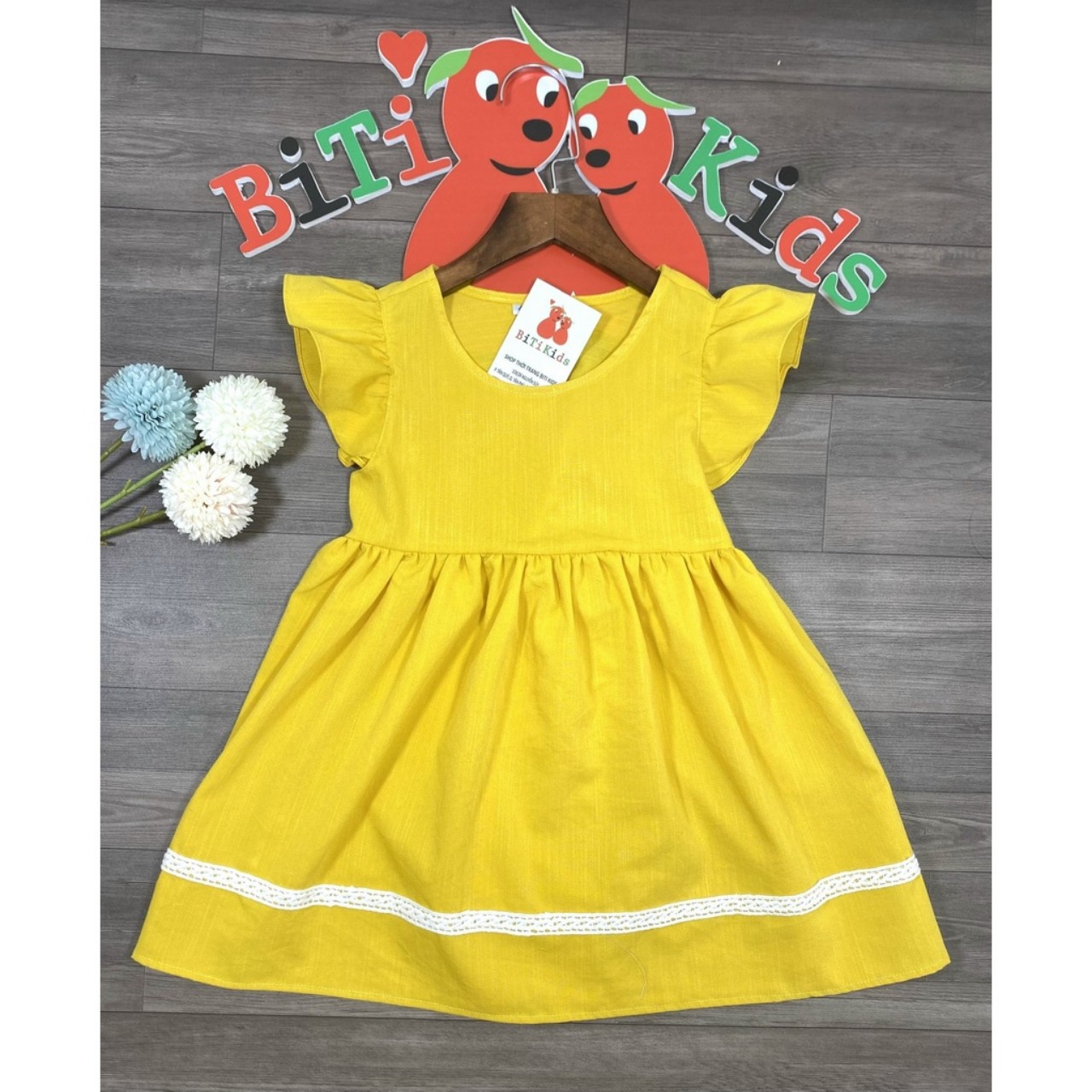 Đầm bé gái,váy trẻ em ,BITIKIDS, cánh tiên siêu yêu vải linen size 1 đến 8 tuổi.