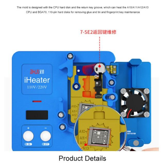 Bộ đế nhiệt tách main cho iPhone X đến 12 Pro Max (9 khuôn) hãng JC - iHeater