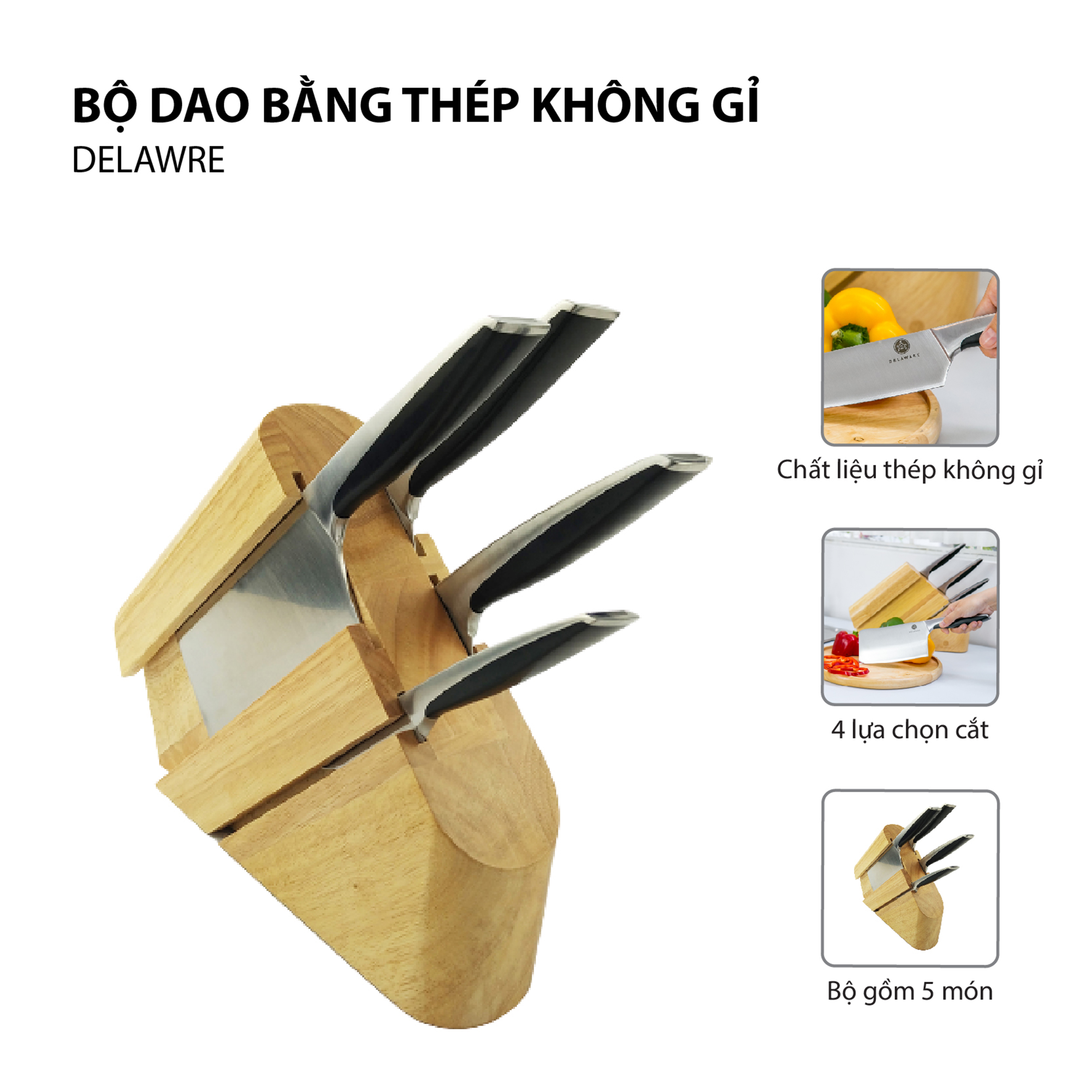 Bộ dao bằng thép không gỉ hiệu Delaware 3000280