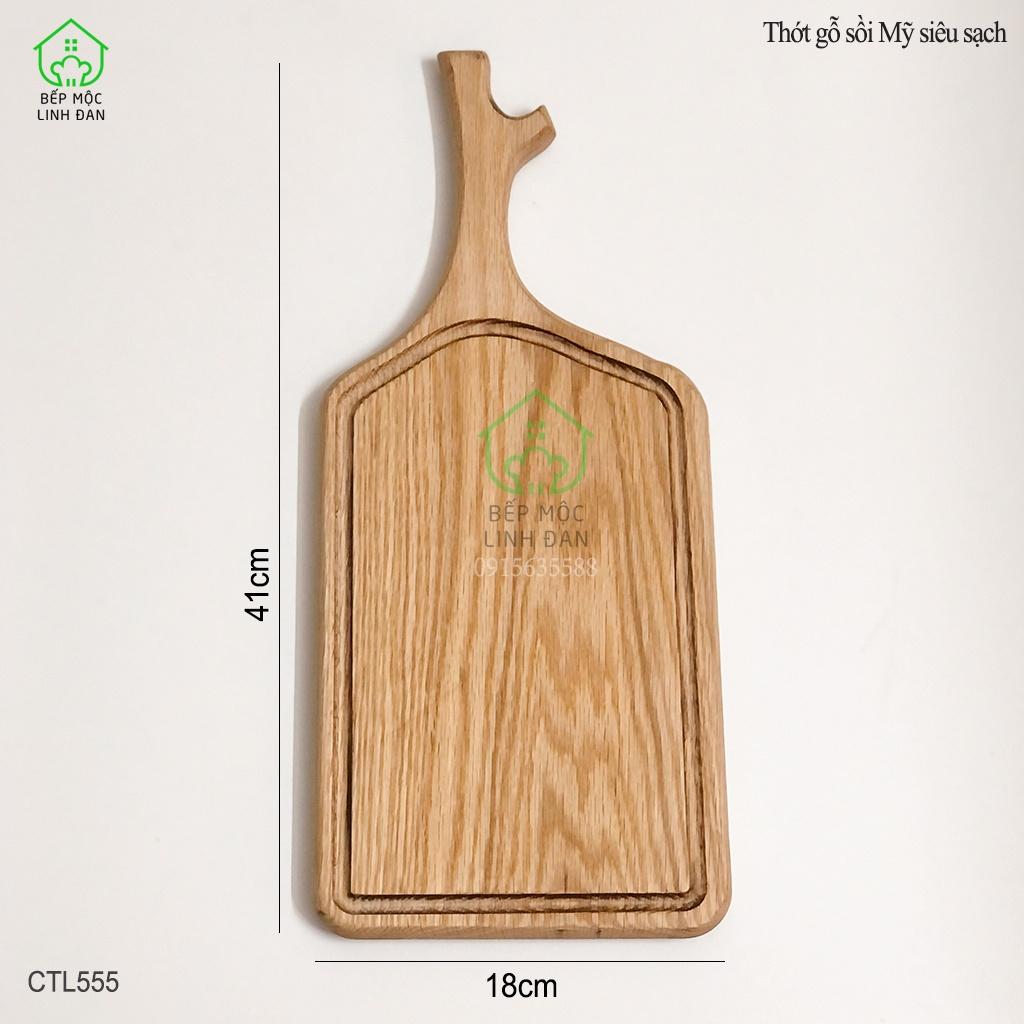 Khay Gỗ Sồi Tay Cầm Sừng Hươu HAHANCO Chắc Bền Vân Đẹp