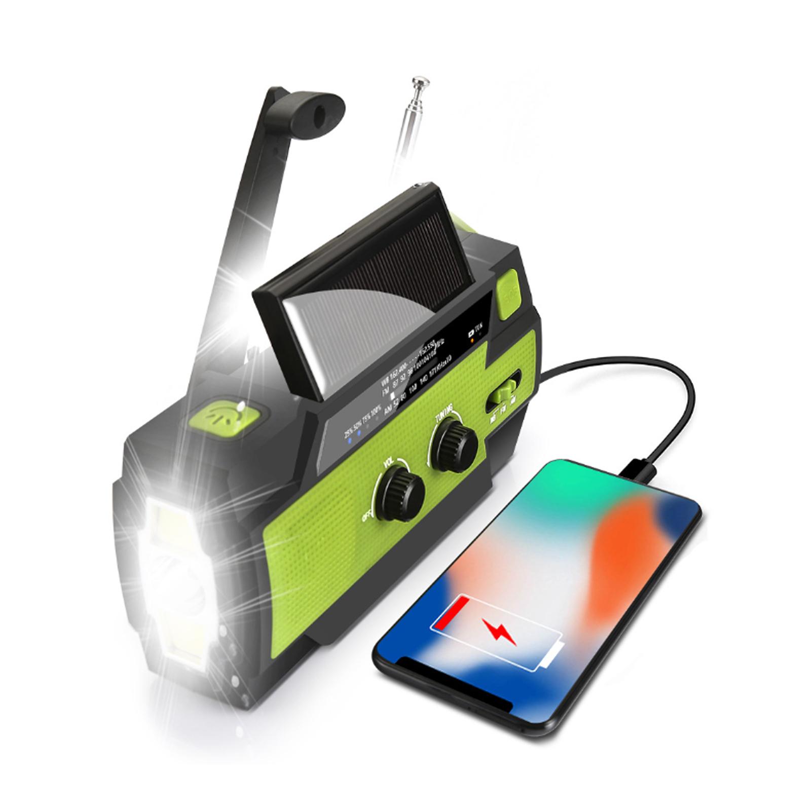 Portable AM/FM and NOAA Radio Outdoor Solar Emergency Hand Crank Radio Reading Light Motion Sensor Light with LED Flashlight SOS Alarm 4000mAh Battery USB Output