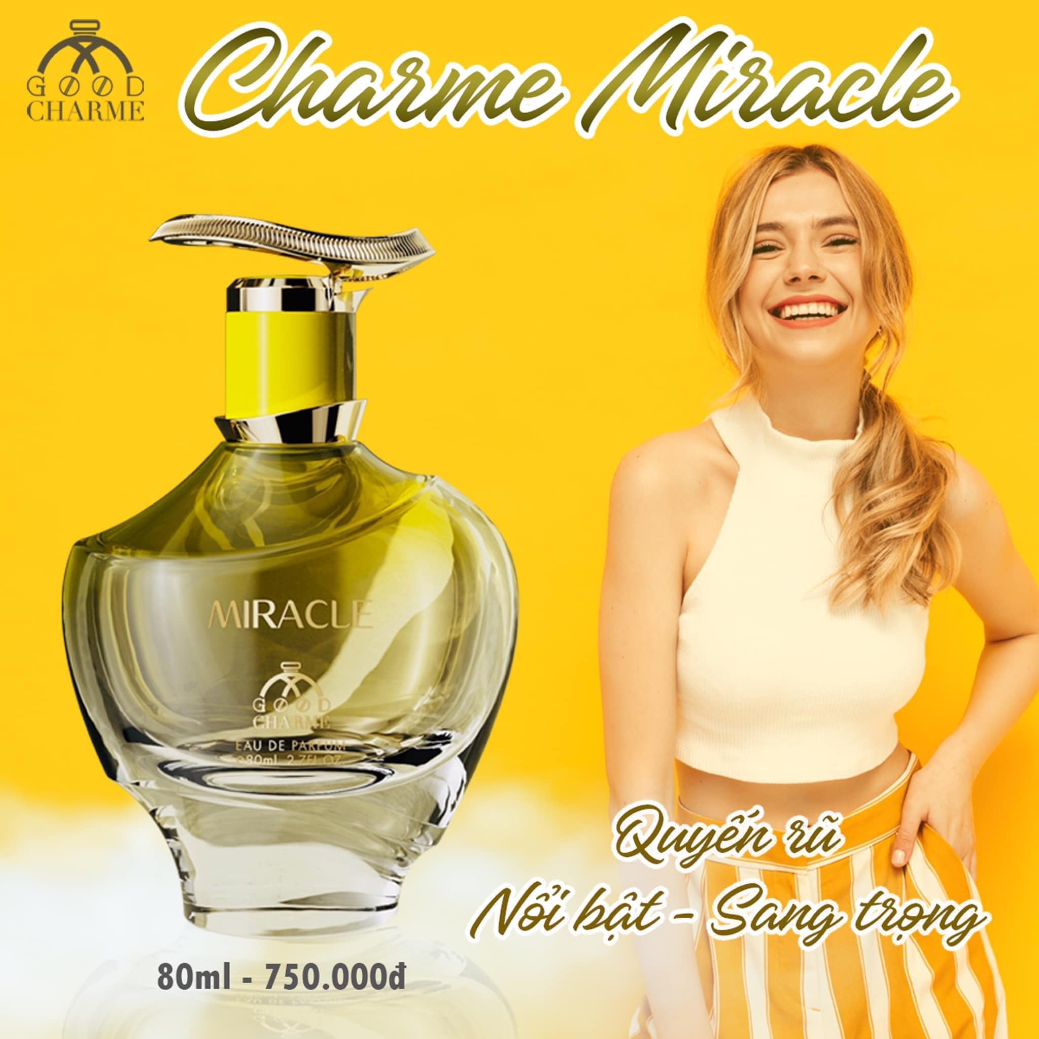 Nước hoa nữ cao cấp, Charme Miracle, đậm chất nước hoa Pháp, mùi hương quý phái, lưu hương lâu, 80ml