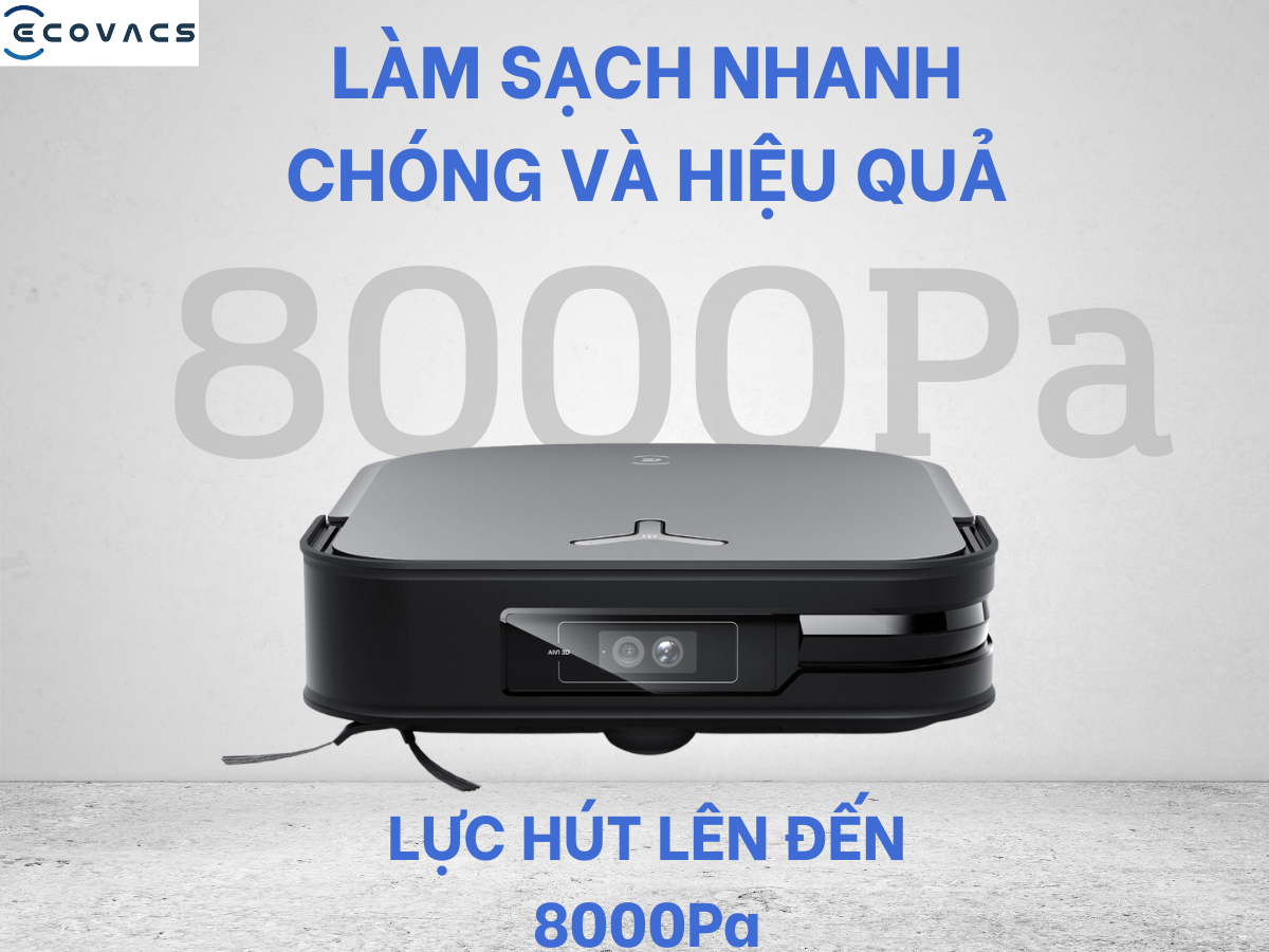 Robot Hút Bụi Lau Nhà ECOVACS X2 OMNI Kết Nối App Làm Mát Không Khí Khử Mùi, Trợ Lý Ảo YIKO, Công nghệ OZMO 2.0, Lực Hút 8000 Pa, Phù Hợp Diện Tích 250m2, Công Suất 45 W - Hàng Chính Hãng