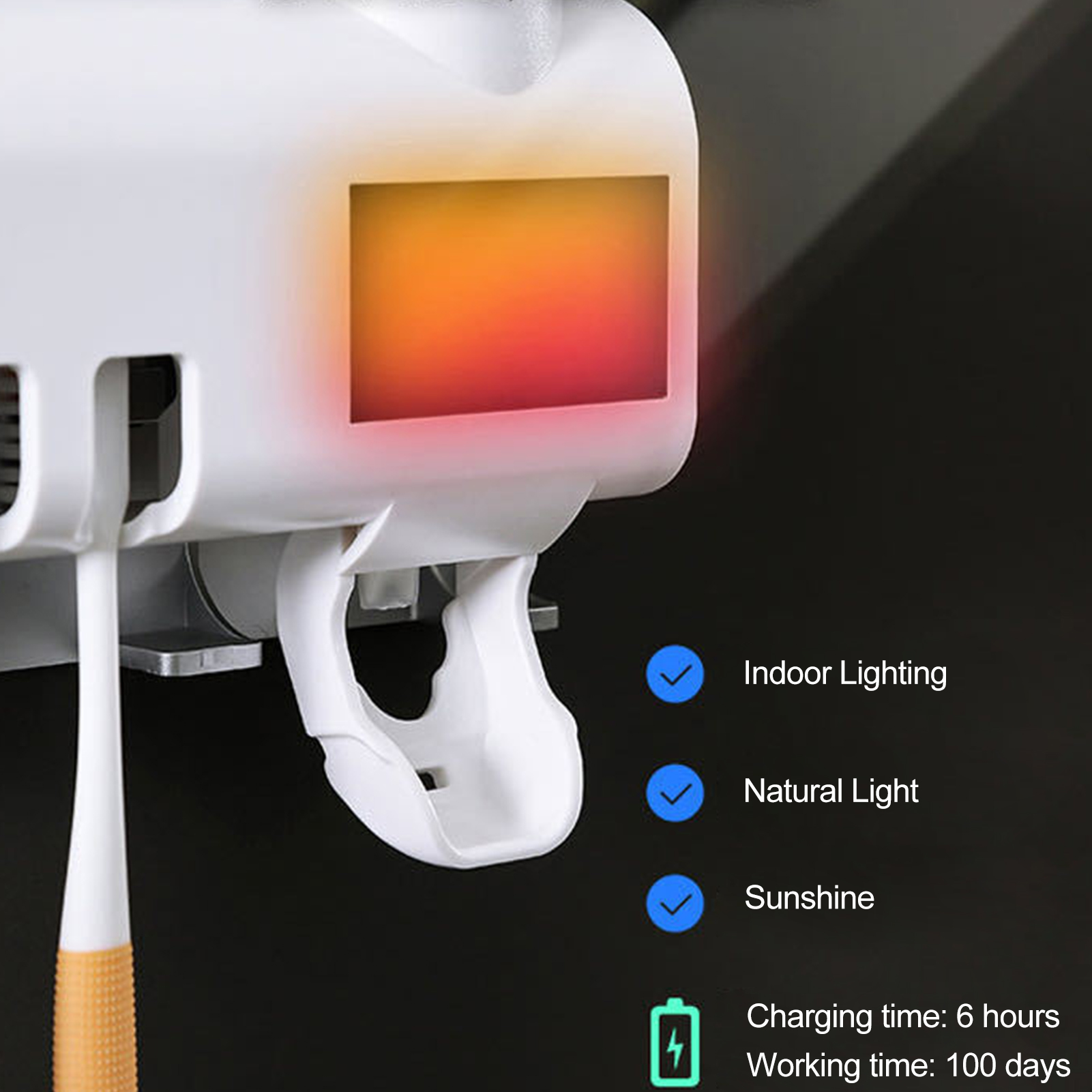 Đồ cất bàn chải đánh răng thông minh, làm sạch bằng tia UV, treo tường nhà tắm