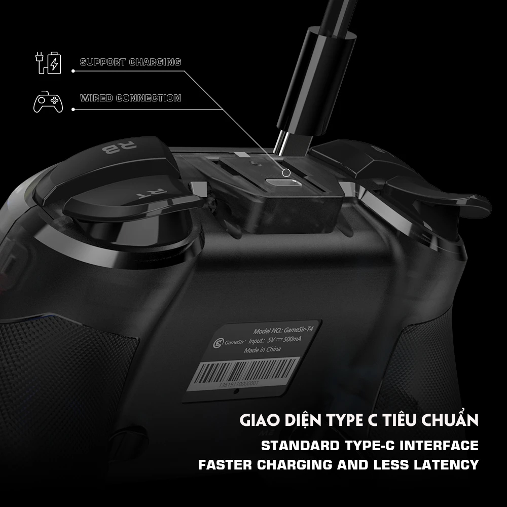 Tay Cầm Chơi Game Không Dây GameSir T4 Pro Bộ Điều Khiển LED Nhiều Màu Tay Cầm Chơi Game Không Dây 5in1 Hỗ Trợ Switch/ PC/ Android/ iOS/ Macbook-4117-Hàng Nhập Khẩu