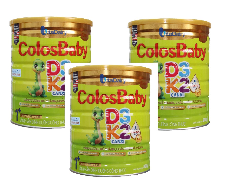 Combo 3 lon Sữa công thức Colosbaby D3K2 1+ lon 800g - Tăng cường đề kháng, Chắc khoẻ hệ xương