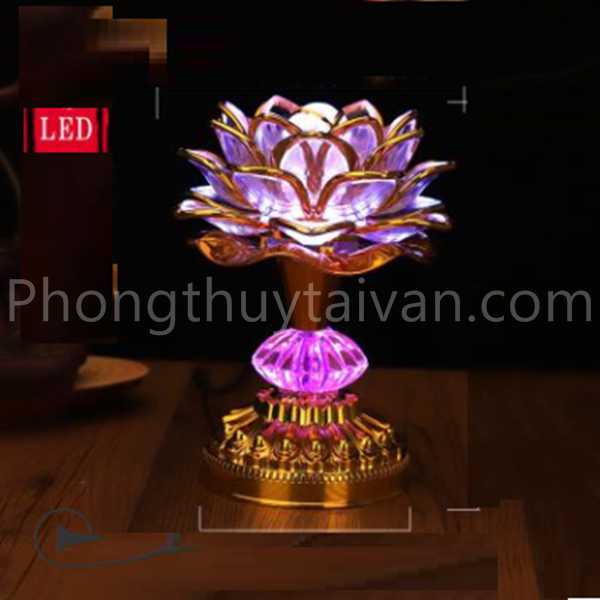 Đèn hoa sen 52 bài hát kinh Phật màu đỏ cam - thờ cúng