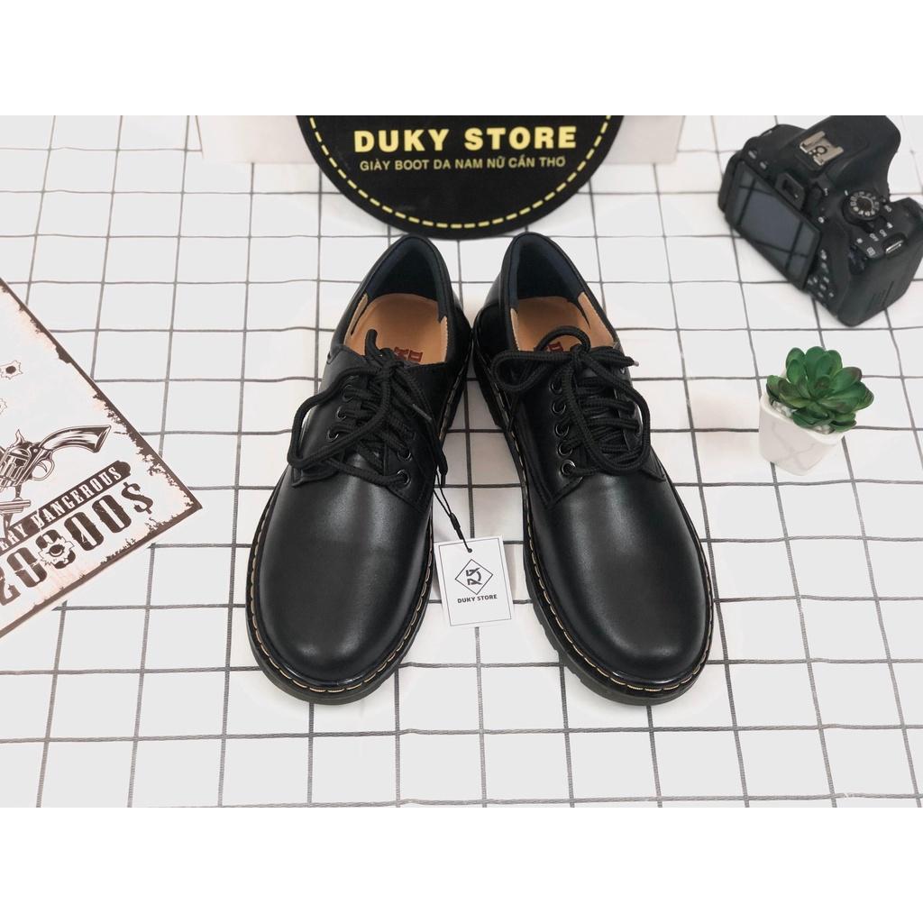 Giày đốc cổ thấp da bò chỉ vàng cao cấp bảo hành 12 tháng - Duky Store