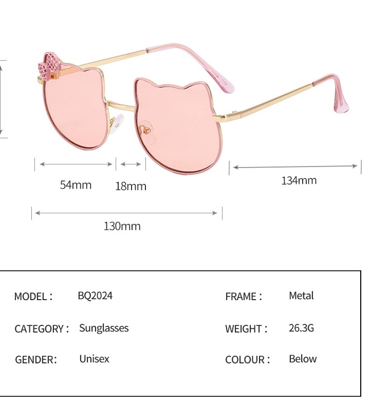 Mắt kính cho bé gọng kính hình hello.kitty đính nơ viền kim loại cao cấp chống trầy chống tia UV cho bé trai bé gái HP118 không hộp