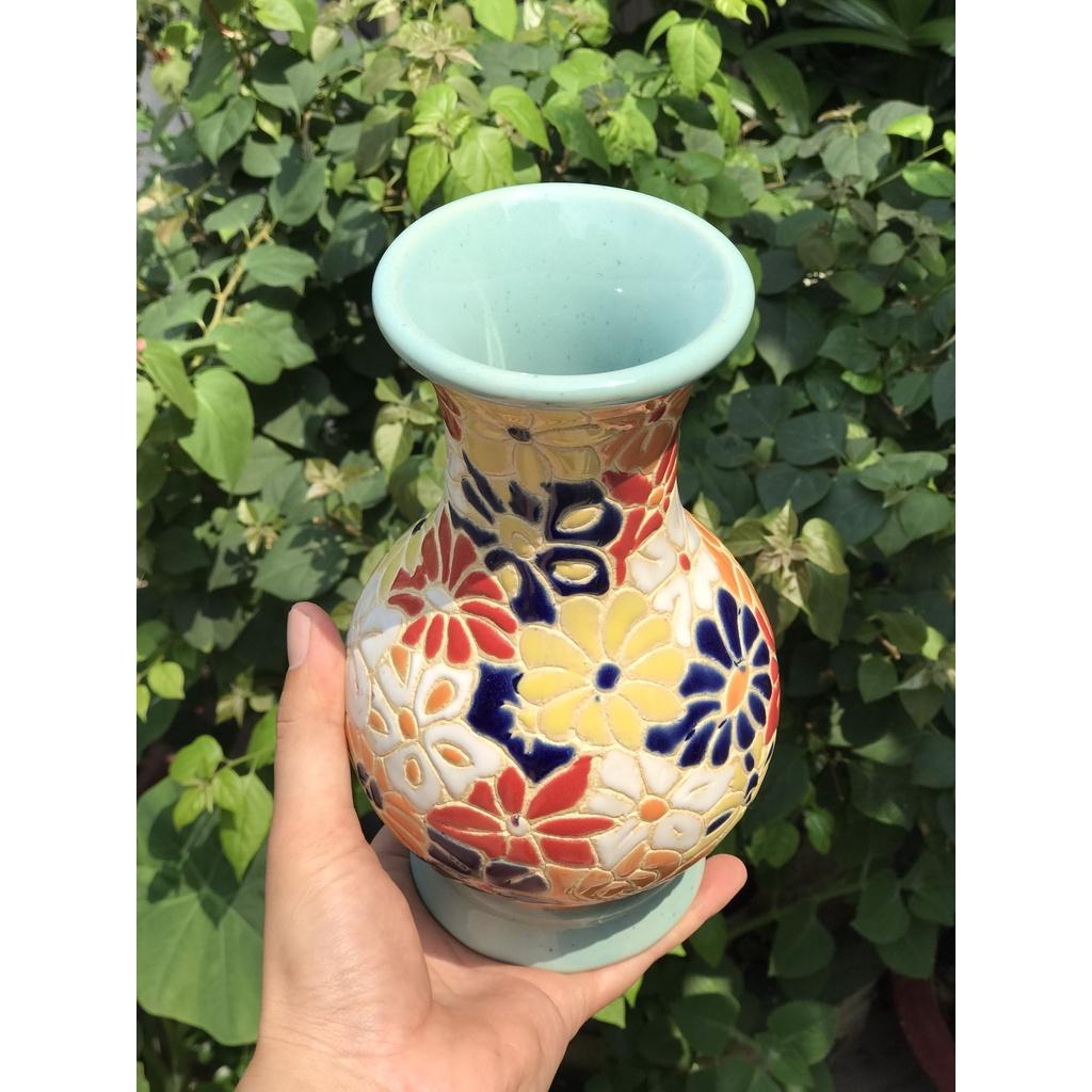 Bình Bách Hoa 21cm Gốm Sứ Nam Bộ Trang Trí Decor Cắm Hoa TDM