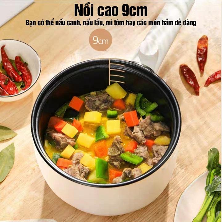 Nồi Lẩu Điện Chống Dính Nồi Hấp Điện Nấu Mỳ Lẩu Đa Năng Mini Có Tay Cầm Tiện Dụng Công Suất 600W - Dung Tích 1.5L