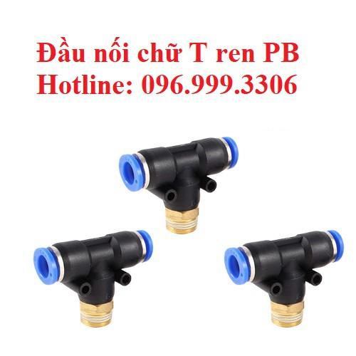 Đầu nối PB chữ T có ren ngoài khí nén, phun sương chịu được áp suất cao, đầy đủ kích thước