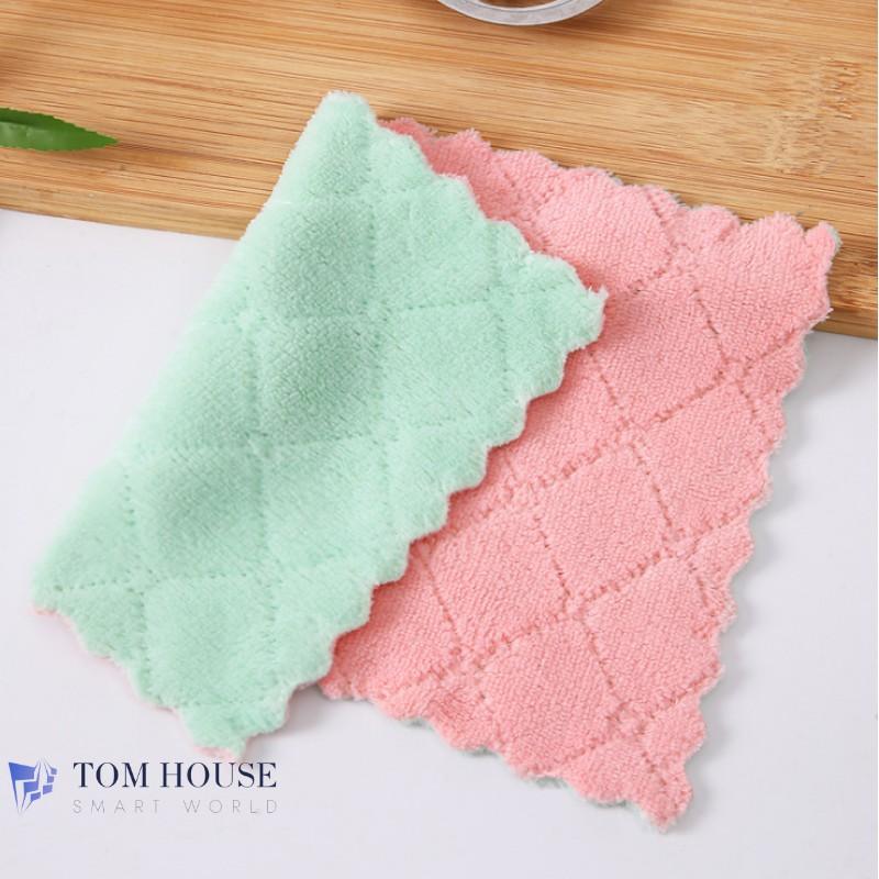 Khăn Lau Bếp Chén Bát 2 Màu Đa Năng Siêu Thấm Hút Sợi Vải Làm Sạch Mọi Bề Mặt 27 x 16cm