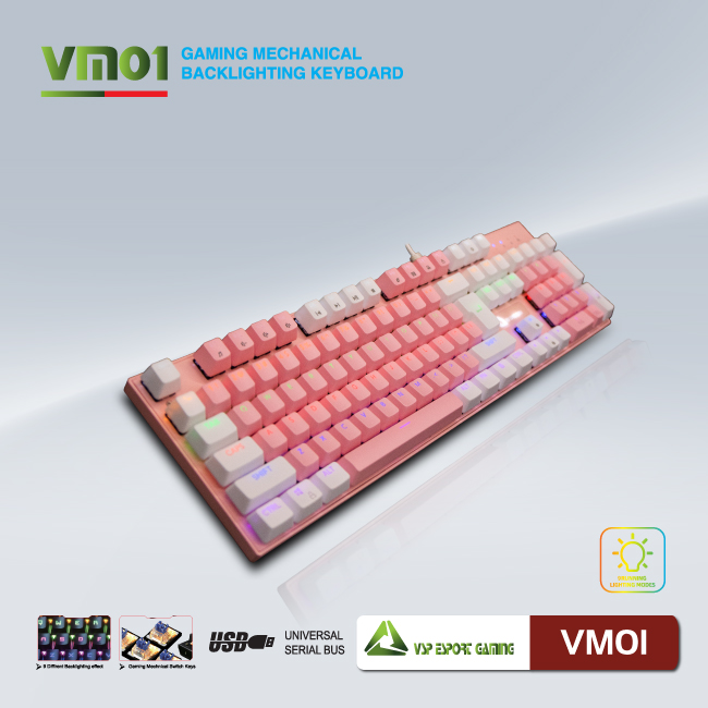 Bàn phím cơ VSP eSport HN Gaming VM01(HỒNG) - Hàng nhập khẩu