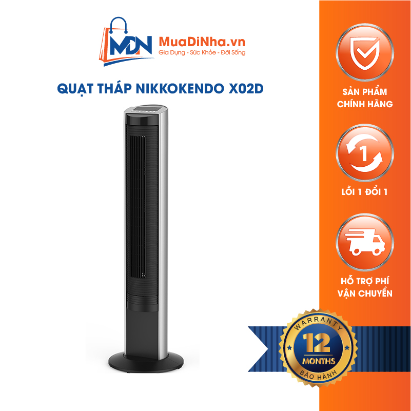 Quạt tháp không cánh Nikkokendo X02D có remote quạt điều hòa êm ái - Hàng chính hãng