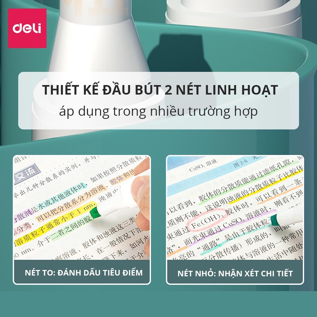 Bút highlight dạ quang dấu dòng Deli hộp 6 chiếc - 33002