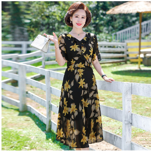 (HÀNG SẴN) Đầm Hoa Mềm Mát Thời Trang Cho Mẹ VH81 - Hàng Quảng Châu Cao Cấp