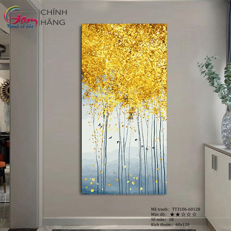 Tranh Tô Màu Theo Số Rừng Vàng Trừu Tượng khổ lớn 60x120cm KHÔNG KHUNG TT3106