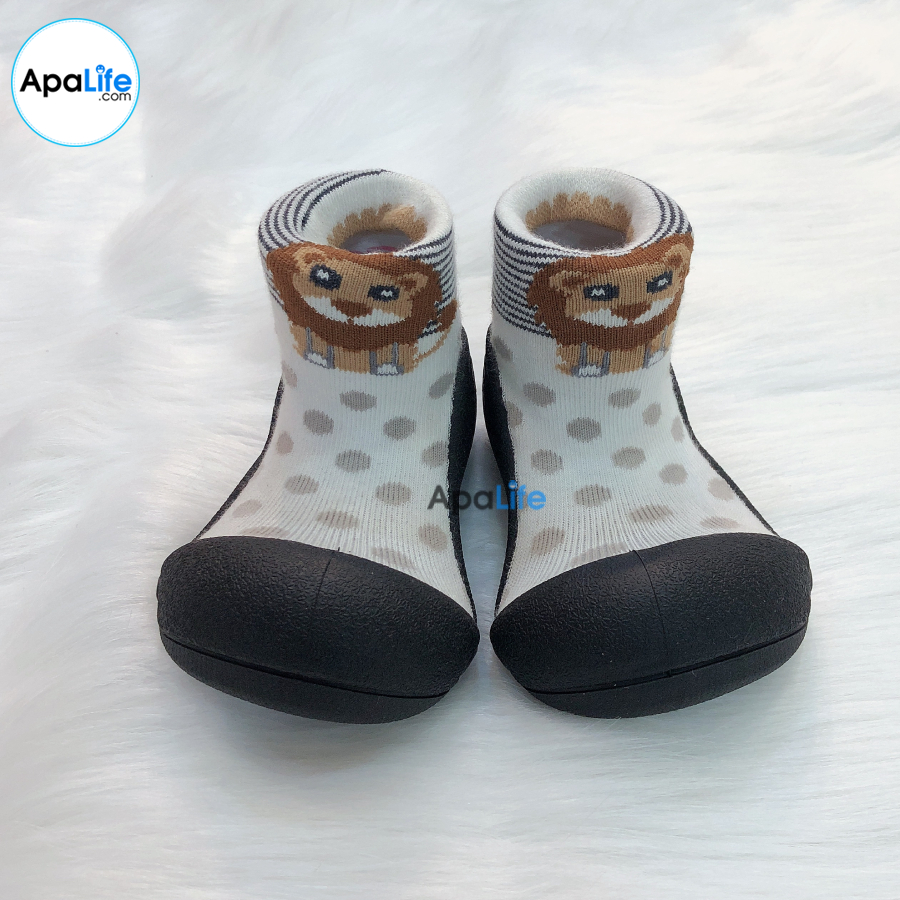 Attipas Zoo - Black/ AT048 - Giày tập đi cho bé trai /bé gái từ 3 - 24 tháng nhập Hàn Quốc: đế mềm, êm chân & chống trượt