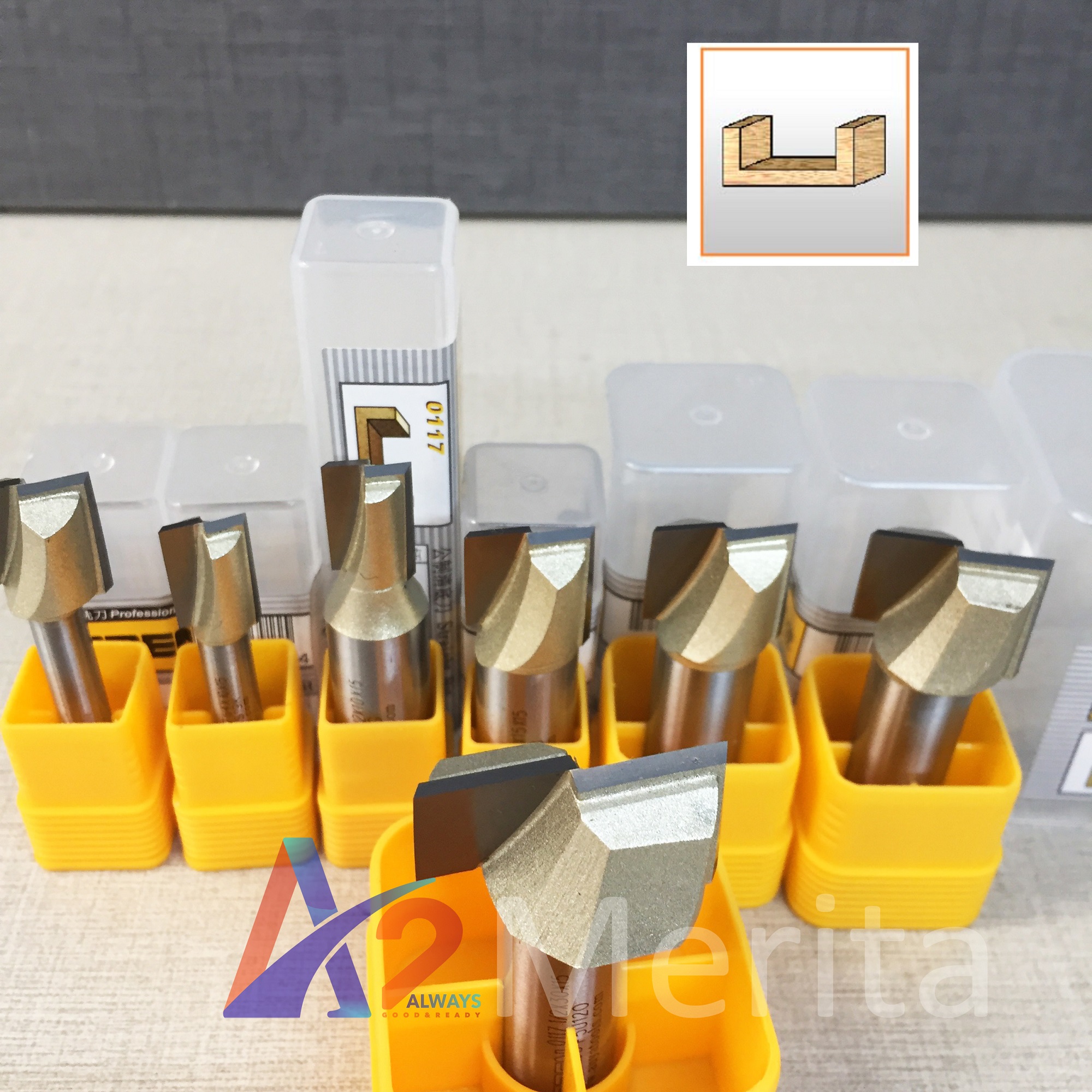 Mũi phay gỗ thẳng lấy nền cốt 1/2" Arden