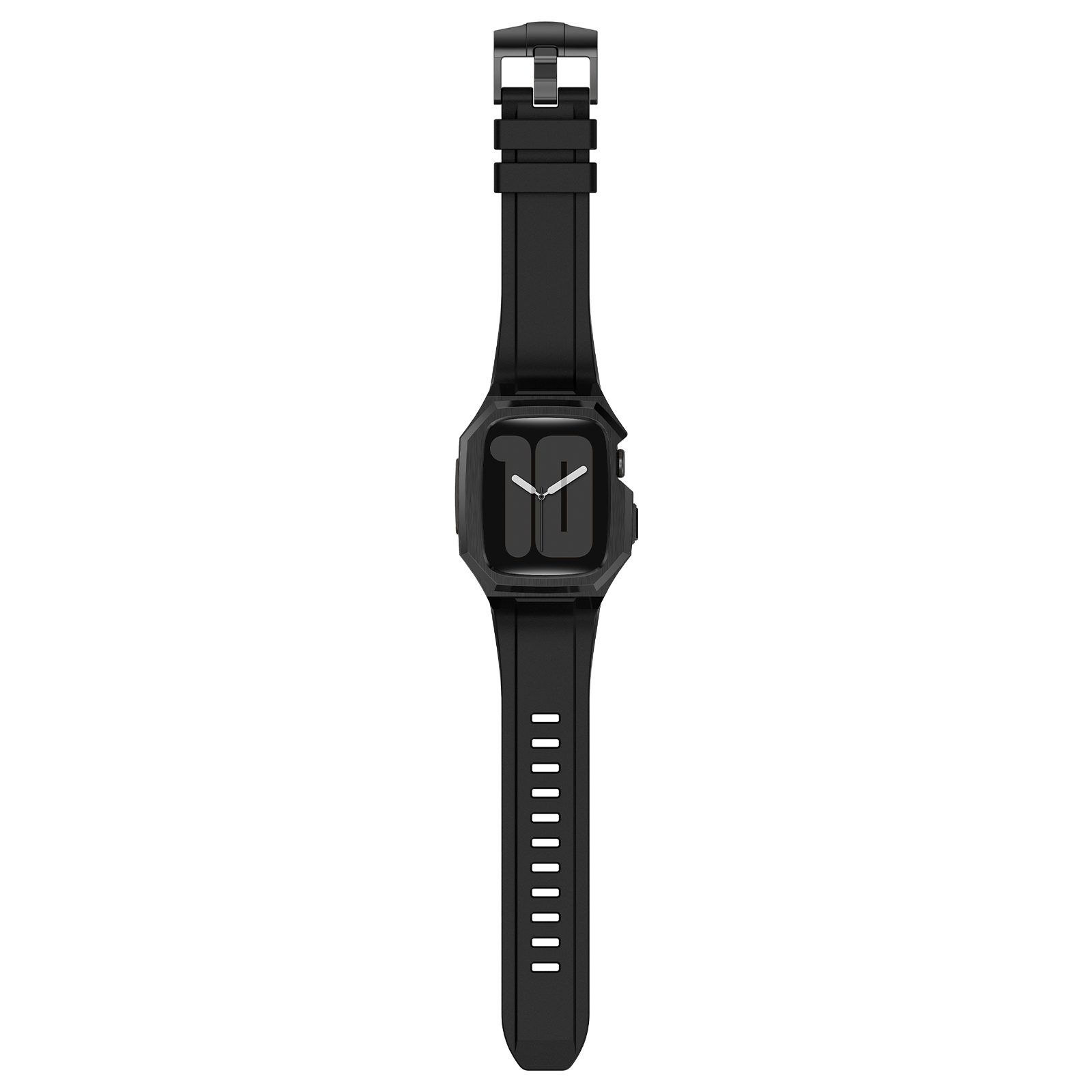 Ốp Case Vỏ Thép Không Gỉ bảo vệ tích hợp dây đeo Fluororubber cho Apple Watch Series 10 Size 46mm - Hàng Chính Hãng