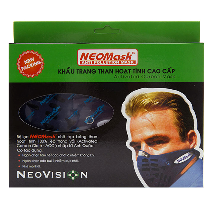 Khẩu Trang Than Hoạt Tính NeoVision -NeoMask - NM (Quàng Gáy) - Xanh đen